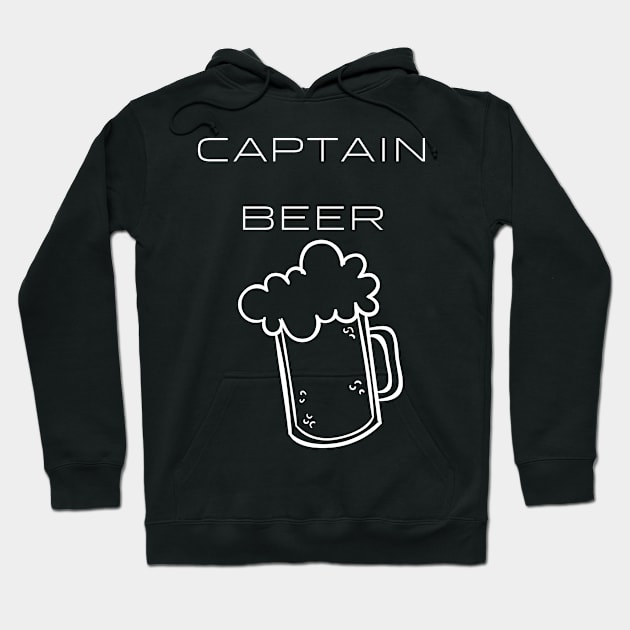 Captain Beer Typography White Design Hoodie by Stylomart